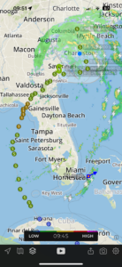 The storm track for Debby in July and August 2024.